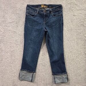 Kut From The Kloth Cameron Straight Leg Cuffed Jeans Size 12 Blue Crop Capri
